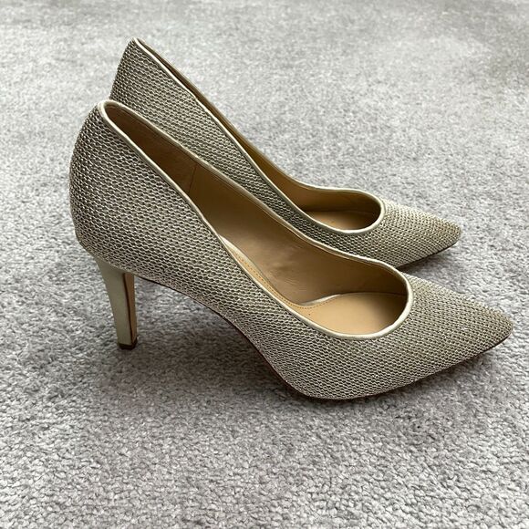 Antonio Melani Gold Sparkle Metallic Pointed Toe Heel Pump Womens 8.5M Elegant - Picture 2 of 14